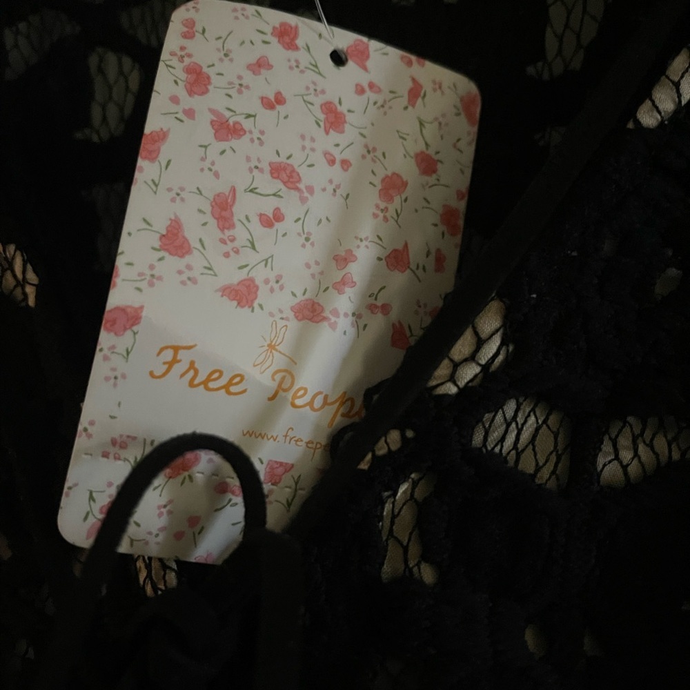Free People Back to Black Crochet Mini Dress 4 - Picture 8 of 16